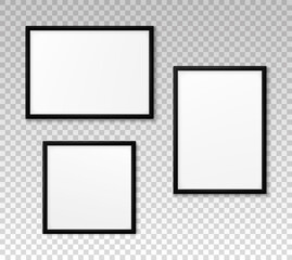Wall Mural - set mockup black frame photo. collection mock up artwork picture framed. patch plastic boarders. emp