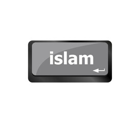 Aufkleber - islam word on computer key on enter button