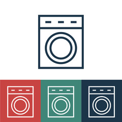 Wall Mural - Linear vector icon with washing machine