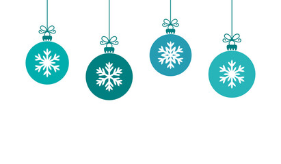 Wall Mural - christmas blue balls with snowflake ornaments.