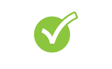 Tick check mark vector icon. Green approval symbol.