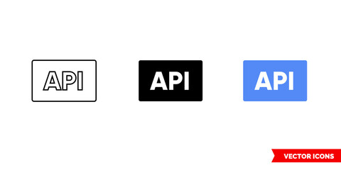 API icon of 3 types color, black and white, outline. Isolated vector sign symbol.