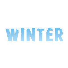 Poster - winter word with snow and gradiente color icon