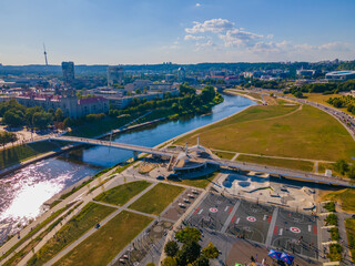 Wall Mural - Aerial view of new city center of Vilnius, Lithuania