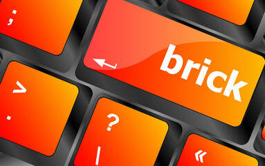 Fototapete - brick word on computer keyboard key button