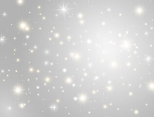 Wall Mural - glitter light effect design. christmas banner. bright golden and white sparkles on gray background. 