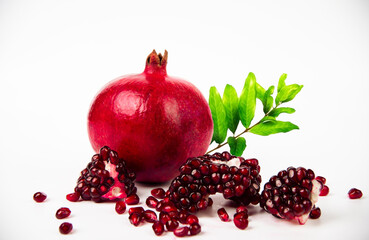 closeup pomegranate for healthy on white background