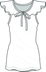 Wall Mural - Flat sketch summer dress design for girls.