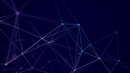 Poster - Abstract background with motion lines and dots. Network connection structure. Data exchange. 3D seamless loop.