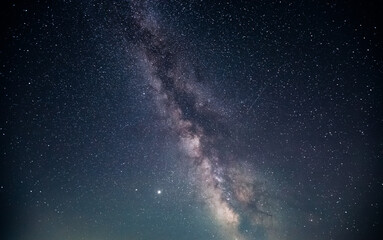 Wall Mural - gorgeous night landscape with bright milky way.
