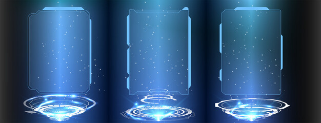 Poster - Futuristic Vector HUD Interface Screen Design. Digital callouts titles. HUD UI GUI futuristic user interface screen elements set. High tech screen for video game. Sci-fi concept design.