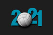 © mityay_pg - New Year numbers 2021 and volleyball ball on an isolated background. Creative design pattern for greeting card, banner, poster, flyer, party invitation, calendar. Vector illustration