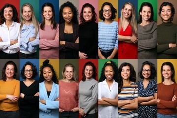 Wall Mural - Group of 6 beautiful commercial women smiling 