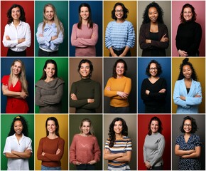 Wall Mural - Group of 6 beautiful commercial women smiling 