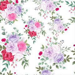  Seamless pattern beautiful blooming floral