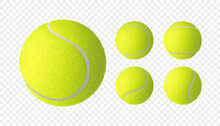 Vector Set Of Realistic Tennis Balls Isolated On Checkered Background