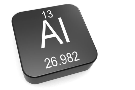 Aluminum element symbol on black block