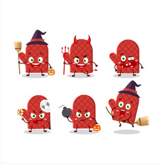 Sticker - Halloween expression emoticons with cartoon character of oven mitt