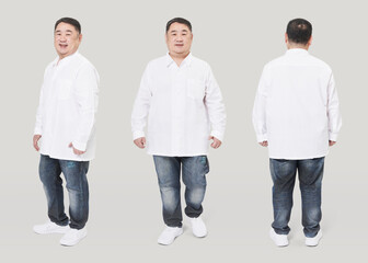 Sticker - Plus size male model white shirt jeans apparel