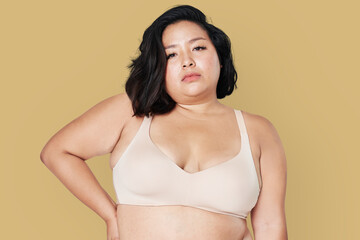 Sticker - Beige bra plus size apparel mockup body positivity shoot