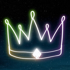 Wall Mural - rainbow glow neon crown icon