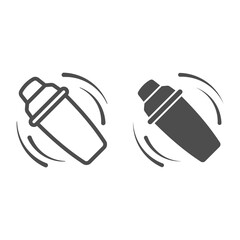 Poster - Shaking the shaker line and solid icon, Bartenders Day concept, Bar shaker sign on white background, cocktail shaker icon in outline style for mobile concept and web design. Vector graphics.