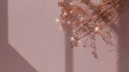 Wall Mural - dried flower window shadow floral image background