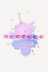 Poster - BONJOUR beads text typography on purple