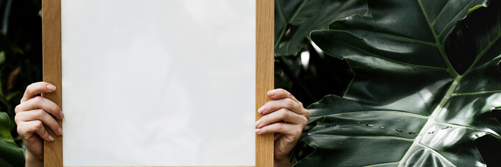 Wall Mural - wooden frame mockup website banner template