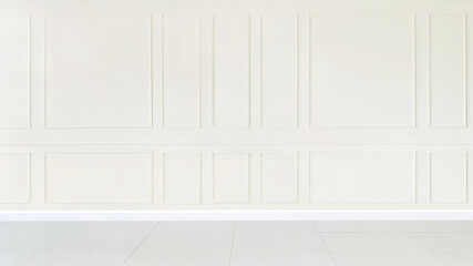 Wall Mural - Minimal empty room with white patterned wall