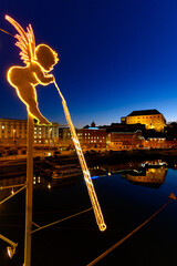 Wall Mural - christmas decoration on the danube bridge nibelungenbrücke in linz, upper austria