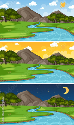 Nature landscape scene at different times of day Canvas Print