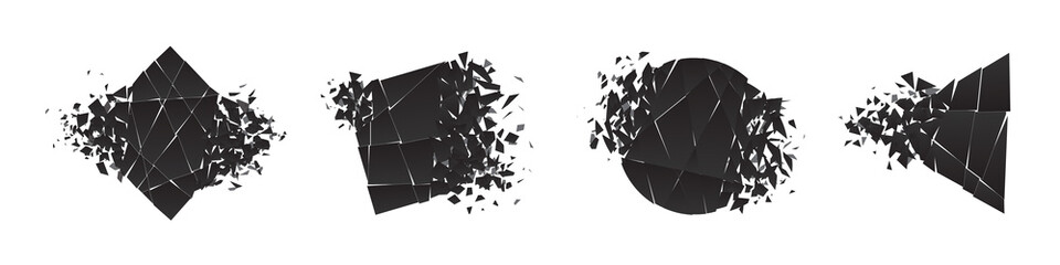 Wall Mural - shape shattered and explodes flat style design vector illustration set isolated on white background.