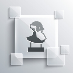 Wall Mural - Grey Ancient bust sculpture icon isolated on grey background. Square glass panels. Vector.