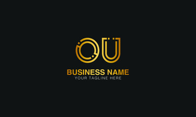 OU O U initial based letter typography logo design vector