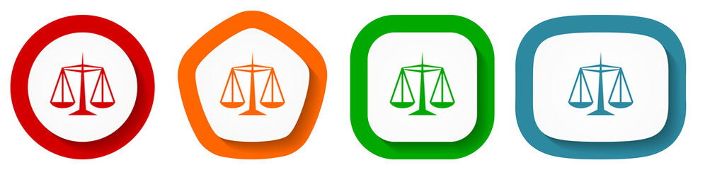 Poster - Set of flat design vector justice icons, court symbol illustration in eps 10