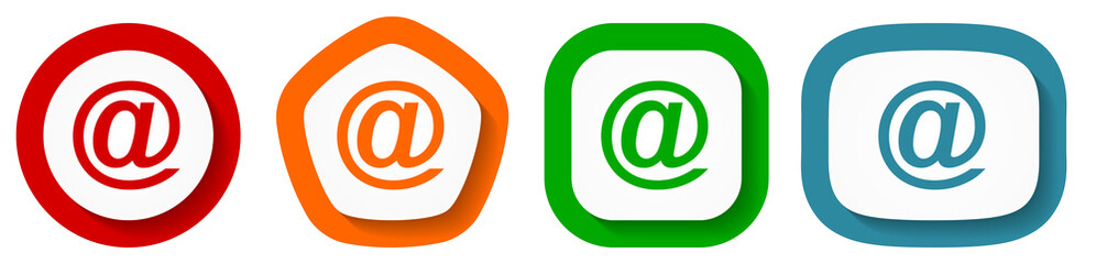 Leinwandbilder - Set of flat design vector mail icons, email symbol illustration in eps 10