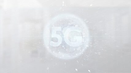 Poster - 5g connection with data surrounding - 3d rendering