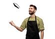 © Syda Productions - alcohol drinks, people and job concept - happy smiling barman with shaker preparing cocktail over white background