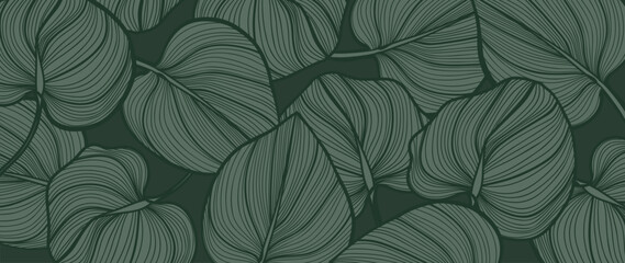 Green Monstera deliciosa leaves background vector. Nature tropical leaf wallpaper.