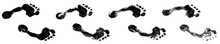 Human Black Footprints Way White Background Isolated, Barefoot Person Foot Print Pattern, Walking Path, Footsteps Silhouette Illustration, Bare Feet Route Trail, Ink Imprint, Stamp, Mark, Sign, Symbol