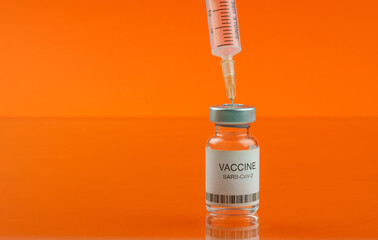 Sticker - Coronavirus vaccine vial and medical syringe