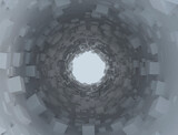 Fototapeta Do przedpokoju - Abstract Atunnel with smal cubes digital 3d illustration