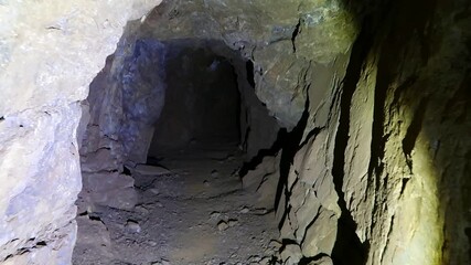 Wall Mural - First Person POV of Exploring an Abandoned Gold Mine