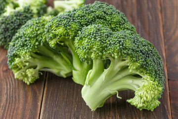  A lot of broccoli for diet and healthy eating. Fresh green broccoli on a   table.Broccoli vegetable is full of vitamin.Vegetables for diet and healthy eating.Organic food.