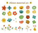Fototapeta Dinusie - 手描きの花の素材セット