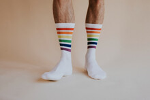 White Socks With Colorful Stripes Pattern