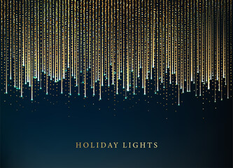 Poster - curtain of golden particles on a black background
