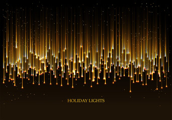 Poster - curtain of golden particles on a black background