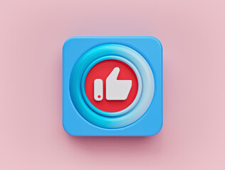 Poster - minimal unique like button. creative 3d rendering